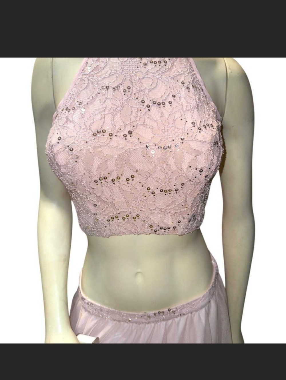 Speechless Two-Piece Prom Sequin & Lace Formal Set Size 5 Blush - Picture 5 of 10